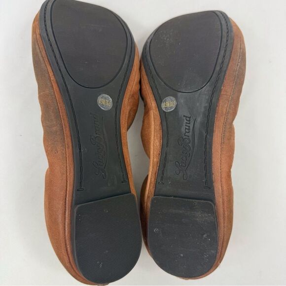 Lucky Brand Emmie Brown Leather Stretch Side Ballet Flats - Picture 11 of 16